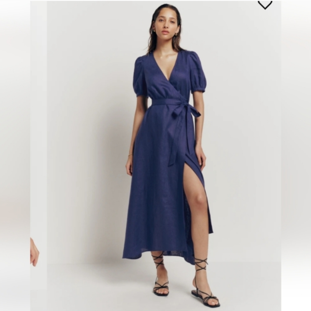 NWT Reformation Weiss Linen Wrap Dress XS